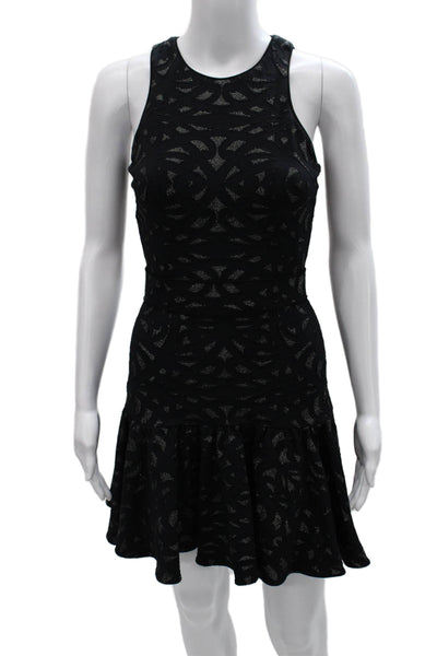 Artelier Nicole Miller Women Fit & Flare Black High Neck Dress Knee Size 4