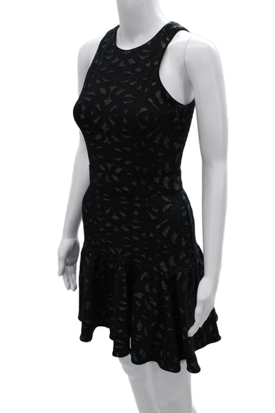 Artelier Nicole Miller Women Fit & Flare Black High Neck Dress Knee Size 4
