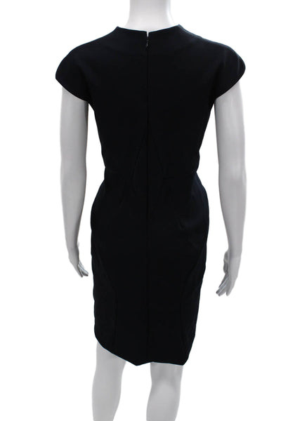 Zac Posen Women Pencil Dress Black V-Neck Cap Sleeve Zip Polyamide Size 6
