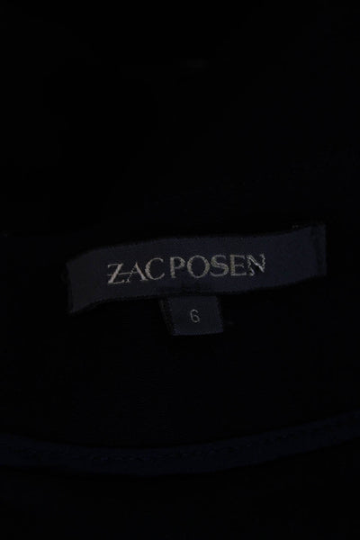Zac Posen Women Pencil Dress Black V-Neck Cap Sleeve Zip Polyamide Size 6
