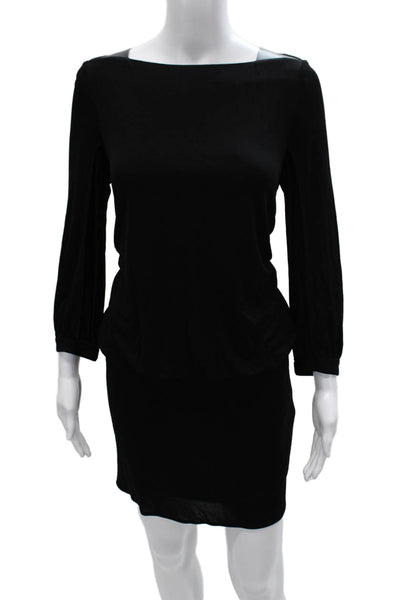 Milly Of New York Women Black Sheath Dress Long Sleeve Knee-Length Size S