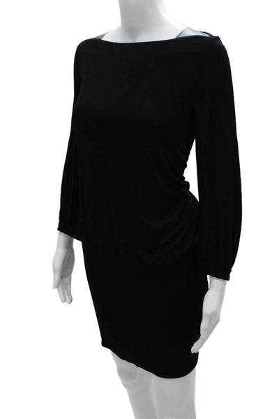 Milly Of New York Women Black Sheath Dress Long Sleeve Knee-Length Size S
