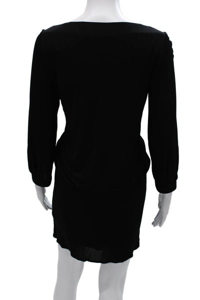 Milly Of New York Women Black Sheath Dress Long Sleeve Knee-Length Size S