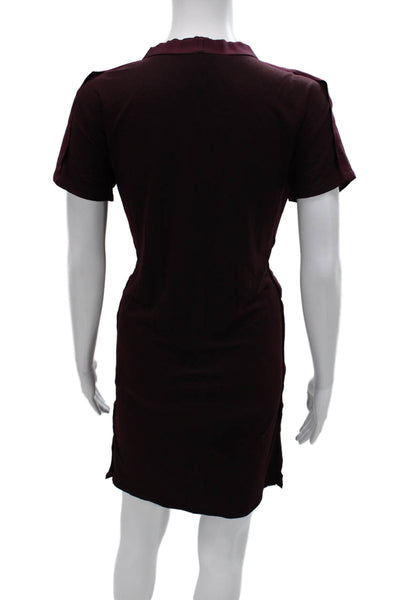 Lanvin Womens Purple Striped Viscose Crew Neck Shift Dress Short Sleeve Size S