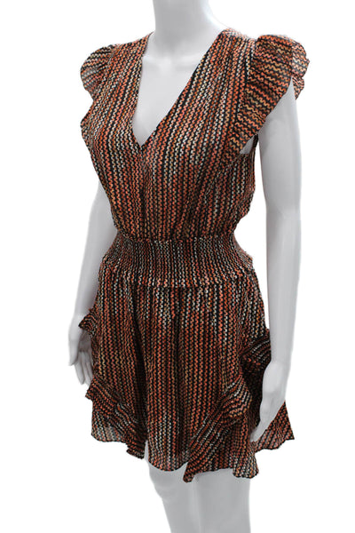 Ramy Brook Women Fit & Flare Multicolor V Neck Short Sleeve Dress Size XS