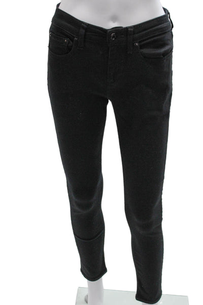 Rag & Bone Women Skinny Jeans Black High Rise Cotton Zip Size 26