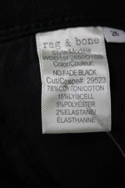 Rag & Bone Women Skinny Jeans Black High Rise Cotton Zip Size 26