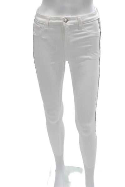 L'Agence Women Skinny Jeans White Cotton Blend High Rise Size 26