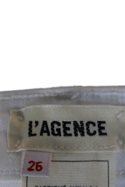 L'Agence Women Skinny Jeans White Cotton Blend High Rise Size 26