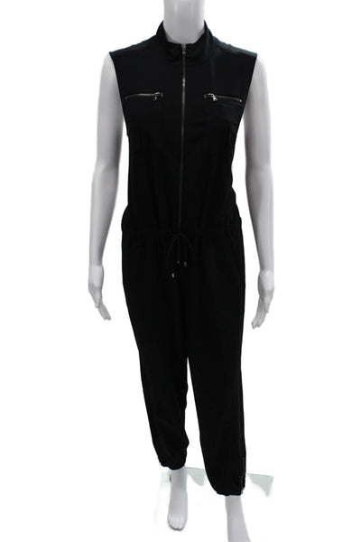 Haute Hippie Womens Black Collared Sleeveless Jumpsuit Size S