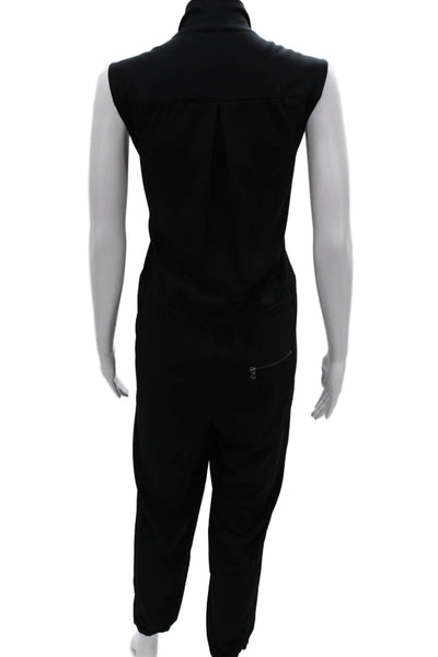 Haute Hippie Womens Black Collared Sleeveless Jumpsuit Size S
