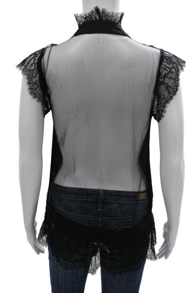 Haute Hippie Women Black Silk High Neck Sleeveless Basic Blouse Size S