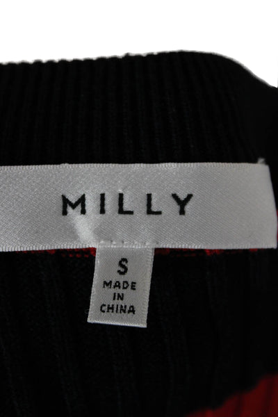 Milly Women Striped Viscose Crew Neck Long Sleeve Pullover Sweater Red Size S