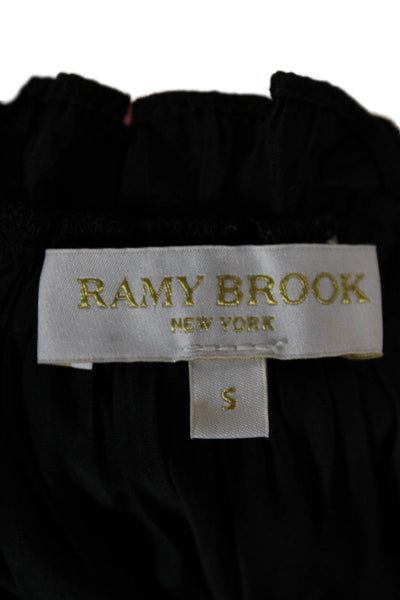 Ramy Brook Womens Basic Black Square Neck Short Sleeve Blouse Size S