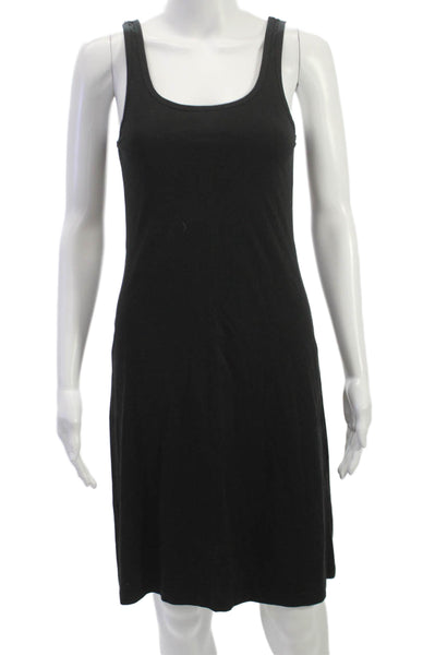 Theory Women Tank Dress Black Cotton Scoop Neck Sleeveless Knee Length Size M