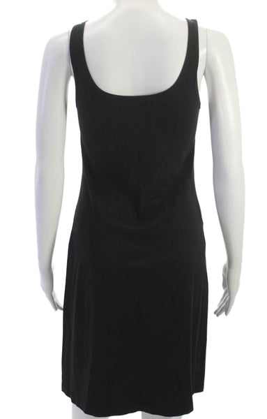 Theory Women Tank Dress Black Cotton Scoop Neck Sleeveless Knee Length Size M