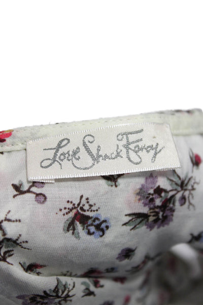 Love Shack Fancy Women Cropped Floral Square Neck Blouse Multicolor Size L