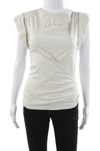 Isabel Marant Women Jersey T-Shirt Beige Cotton Short Sleeve Round Neck Size S