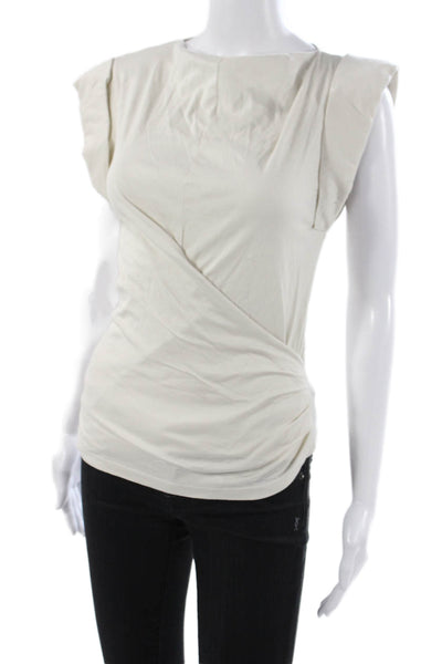 Isabel Marant Women Jersey T-Shirt Beige Cotton Short Sleeve Round Neck Size S