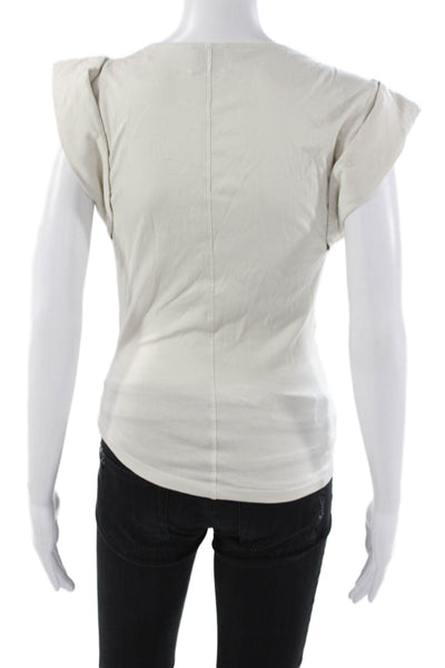 Isabel Marant Women Jersey T-Shirt Beige Cotton Short Sleeve Round Neck Size S