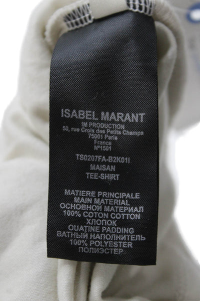 Isabel Marant Women Jersey T-Shirt Beige Cotton Short Sleeve Round Neck Size S