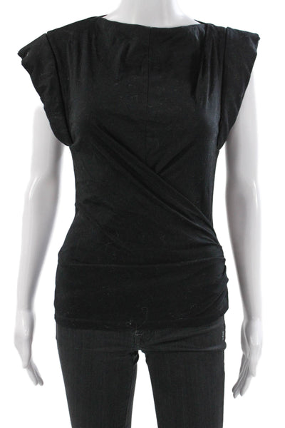Isabel Marant Womens Black Jersey T-Shirt Boat Neck Short Sleeve Size S
