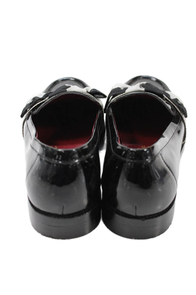 Kate Spade New York Womens Patent Leather Bow Front Loafers Black Size 6.5 B