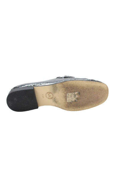 Michael Michael Kors Womens Leather Slide On Loafers Silver Size 6.5 Medium