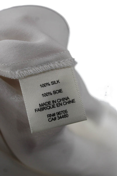 Rebecca Taylor Women White Silk Collared Button Long Sleeve Basic Blouse Size M