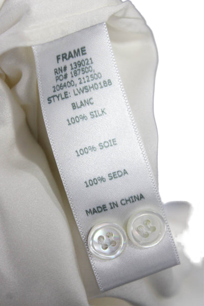 Frame Shirt Women Basic Silk Sleeveless Collared White Blouse Size M