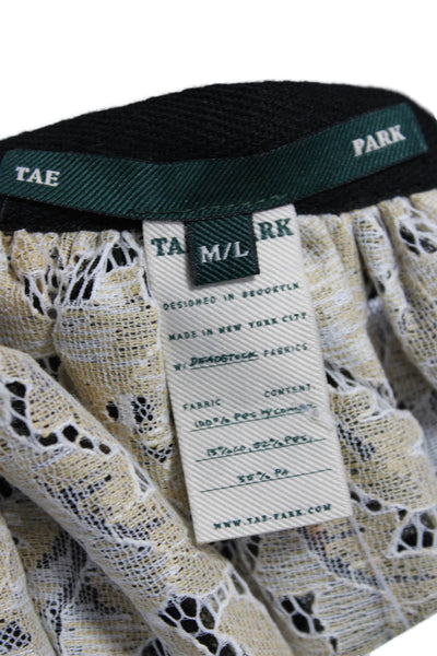 Tae Park Womens Wrap Polka Dot Knee Length Skirt Beige Polyester Size M