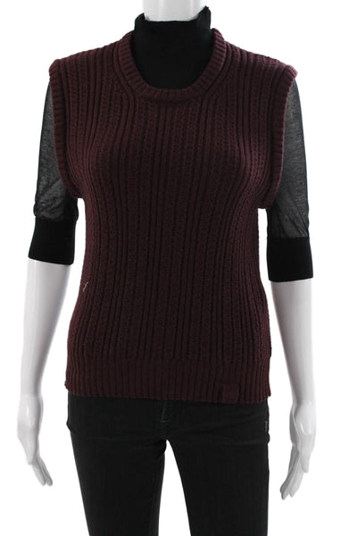 Victoria Beckham Womens Purple Sweater Wool Crew Neck 3/4 Sleeve Size M
