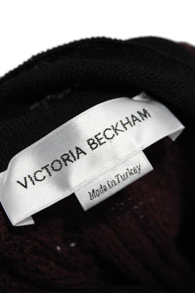 Victoria Beckham Womens Purple Sweater Wool Crew Neck 3/4 Sleeve Size M