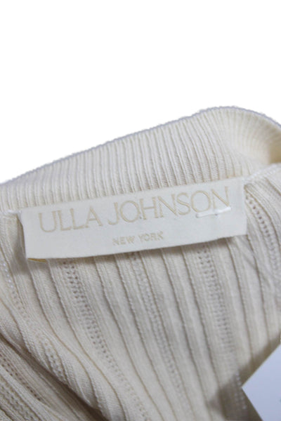 Ulla Johnson Womens Basic Tencel Ivory Crew Neck 3/4 Sleeve Blouse Size M