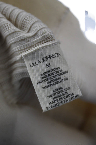 Ulla Johnson Womens Basic Tencel Ivory Crew Neck 3/4 Sleeve Blouse Size M