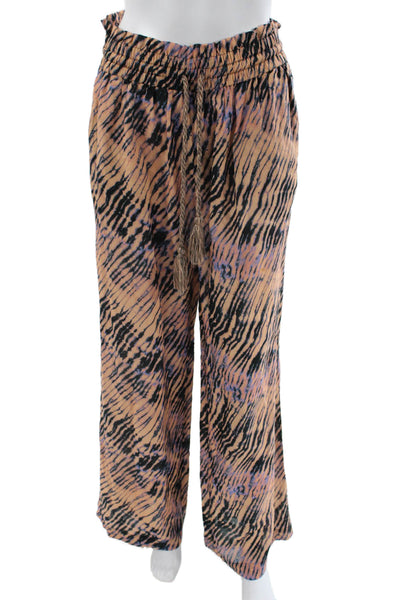 Ulla Johnson Womens Paperbag Waist Multicolor Animal Print Pants Size M