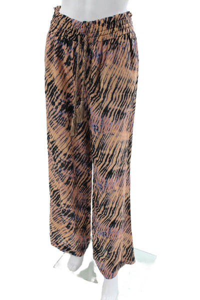 Ulla Johnson Womens Paperbag Waist Multicolor Animal Print Pants Size M