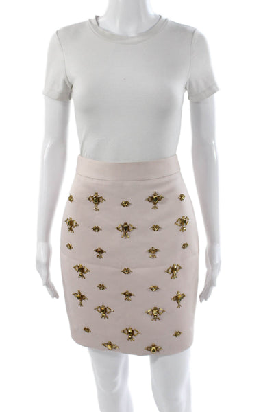 Kate Spade Women Pink Embellished Mini Skirt 100% Polyester Zip Size 00