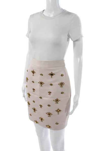 Kate Spade Women Pink Embellished Mini Skirt 100% Polyester Zip Size 00