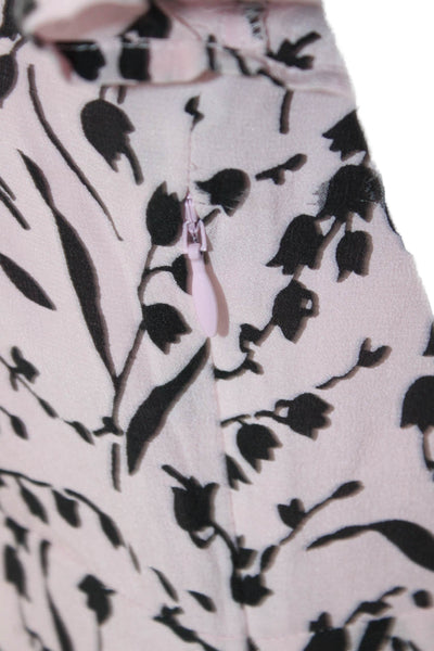 Maje Women Mini Floral Silk V-Neck Short Sleeve Dress Pink Size 2