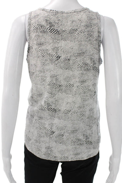 Joie Womens Silk Scoop Neck Sleeveless Tank White Geometric Size XS