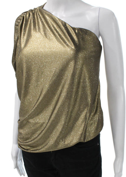 Alice + Olivia Womens One Shoulder Gold Polyester Blouse Sleeveless Size XS