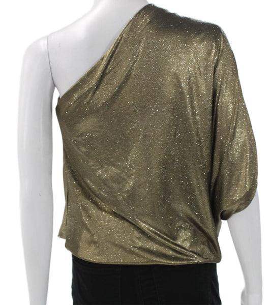 Alice + Olivia Womens One Shoulder Gold Polyester Blouse Sleeveless Size XS