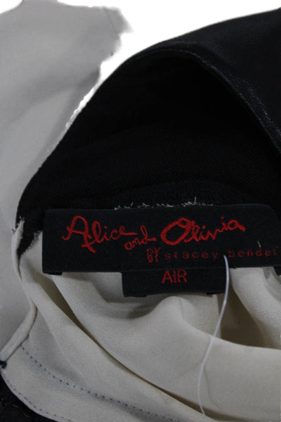 Alice + Olivia Women Leather Colorblock Sleeveless Blouse Beige Size XS