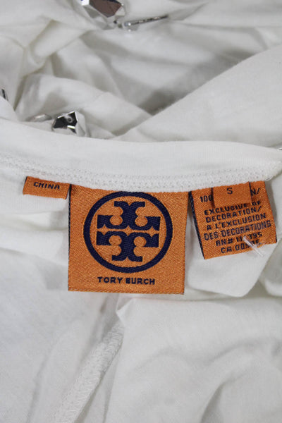 Tory Burch Womens Basic Sleeveless Scoop Neck Tank White Polyester Size S