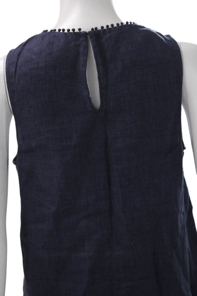Joie Womens Sleeveless Linen Tank Blue Round Neck Size XS