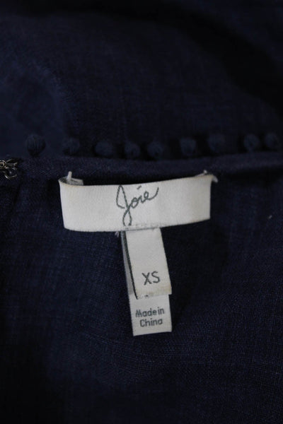 Joie Womens Sleeveless Linen Tank Blue Round Neck Size XS