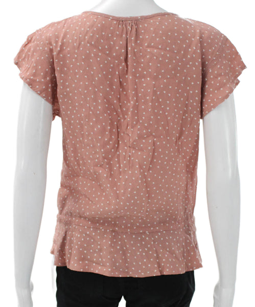 Rails Women Basic Pink Rayon V Neck Geometric Short Sleeve Blouse Size XS