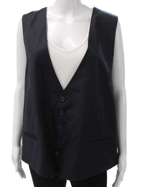 Baroni Men Wool Blue Button Vest Size XL