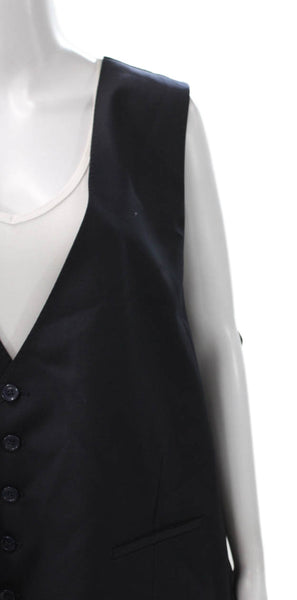 Baroni Men Wool Blue Button Vest Size XL